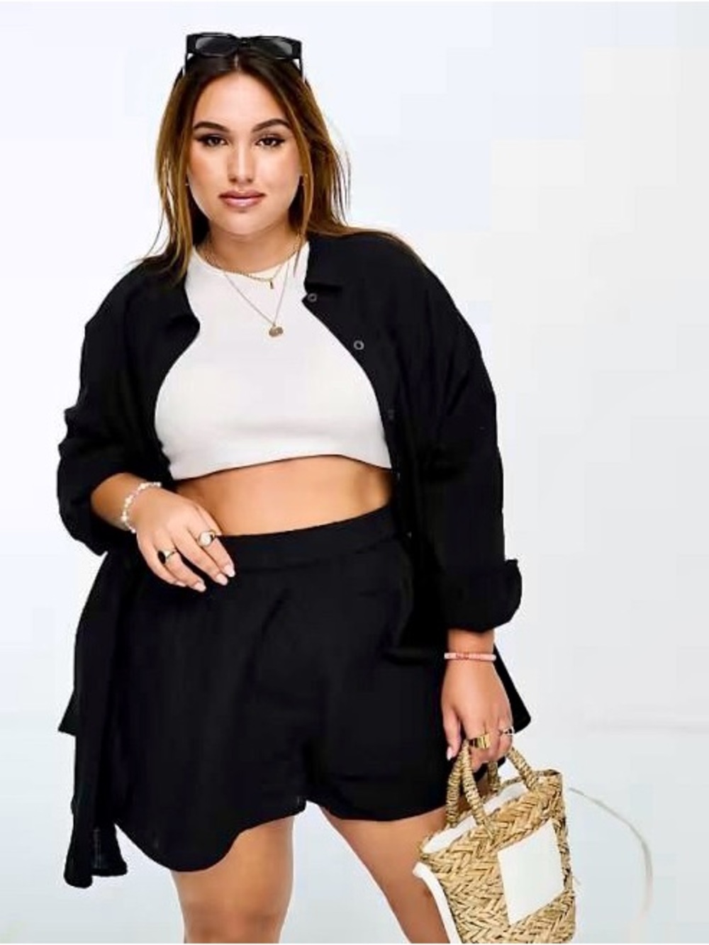 ASOS CURVE Textured Beach Shirt